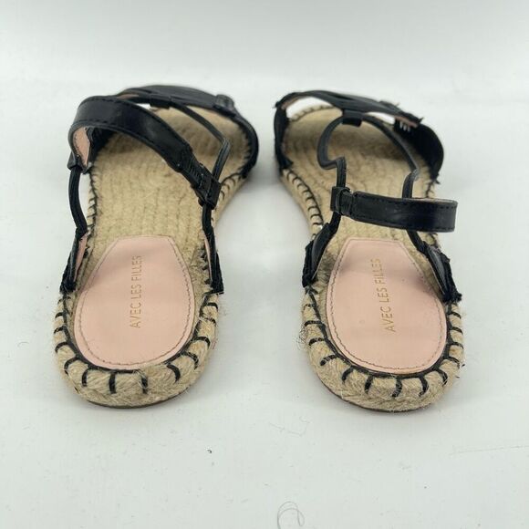 Avec Les Filles Women’s Black Genevie Open Toe Slingback Espadrille Sandals Sz 9 - Picture 6 of 14